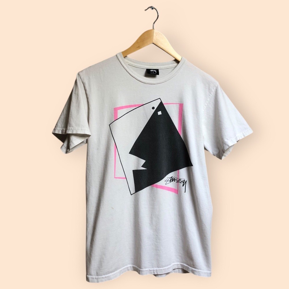 Stussy Abstract Graphic Print Cotton T-Shirt Unisex Small White Casual-image