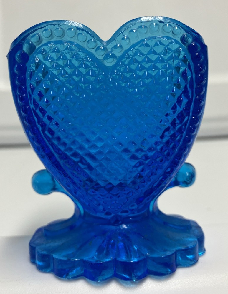 Vintage Degenhart Handmade Cobalt Blue Heart Shaped Toothpick Holder