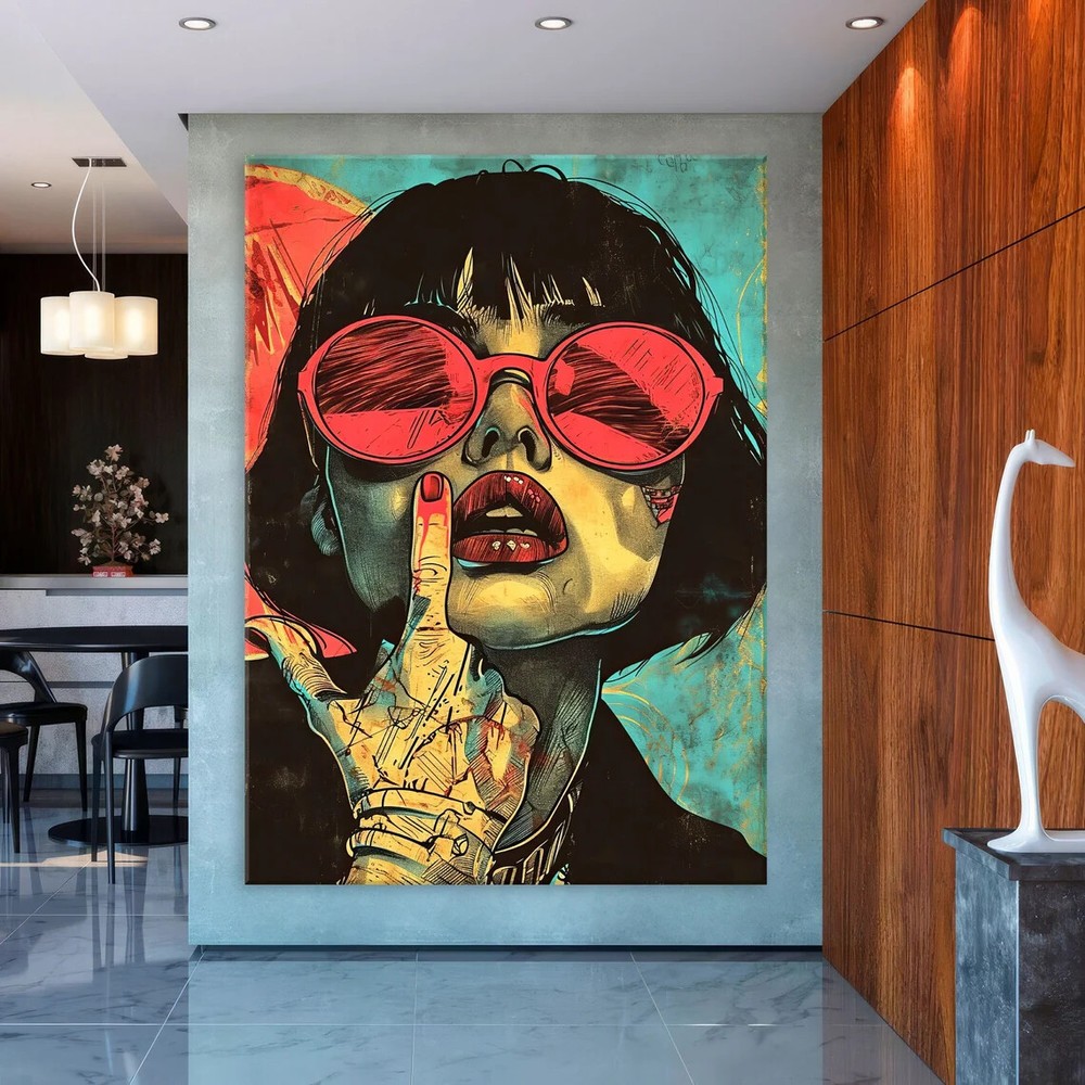 Woman With Short Hair Abstract Modern Wall Art Canvas Unframed Print Art-image