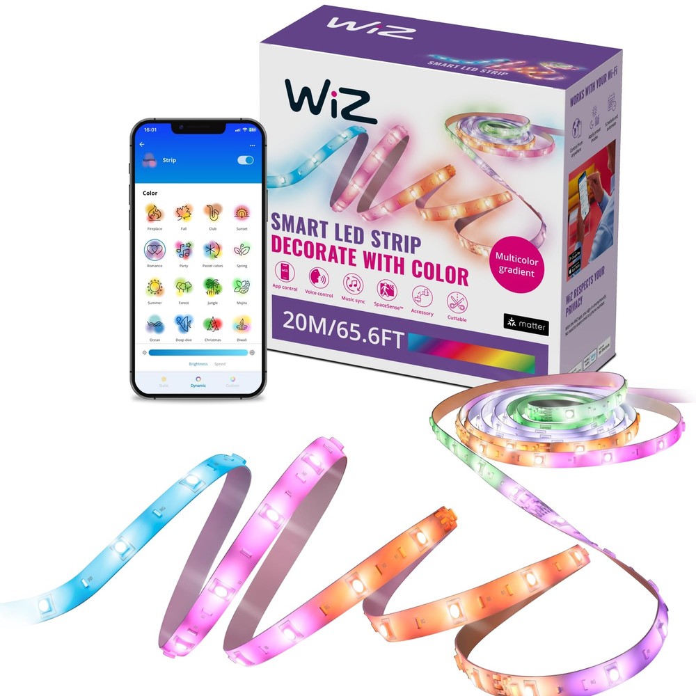 65.6ft Multicolor LED Light Strip with Flowing Color-Changing Effects