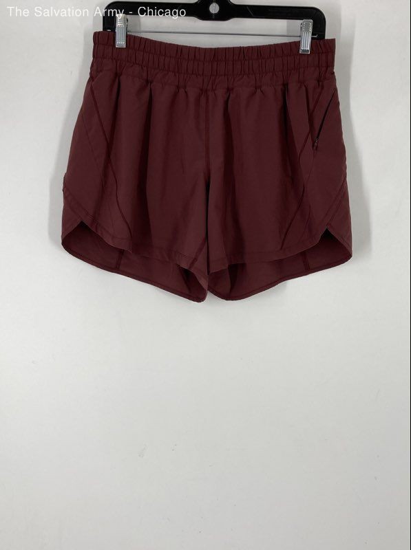 Lululemon Womens Maroon Elastic Waist Activewear Athletic Shorts Size 12