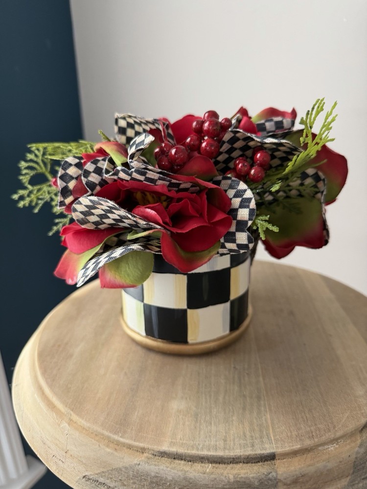 Retired Mackenzie Childs Courtly Check Rise Accent Bouquet New Open Stock