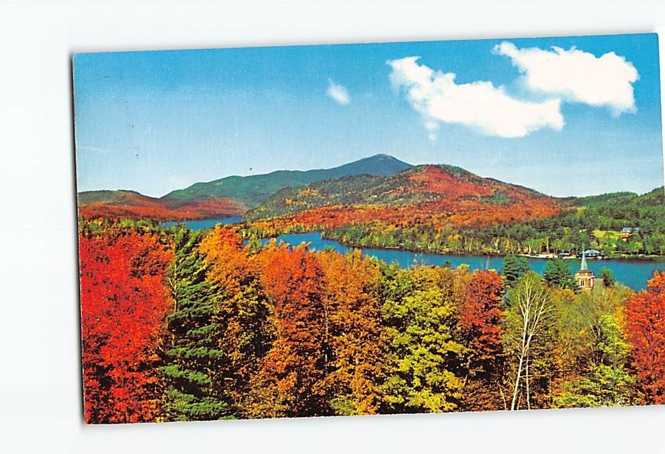 Postcard Autumn Scene Lake Placid New York USA
