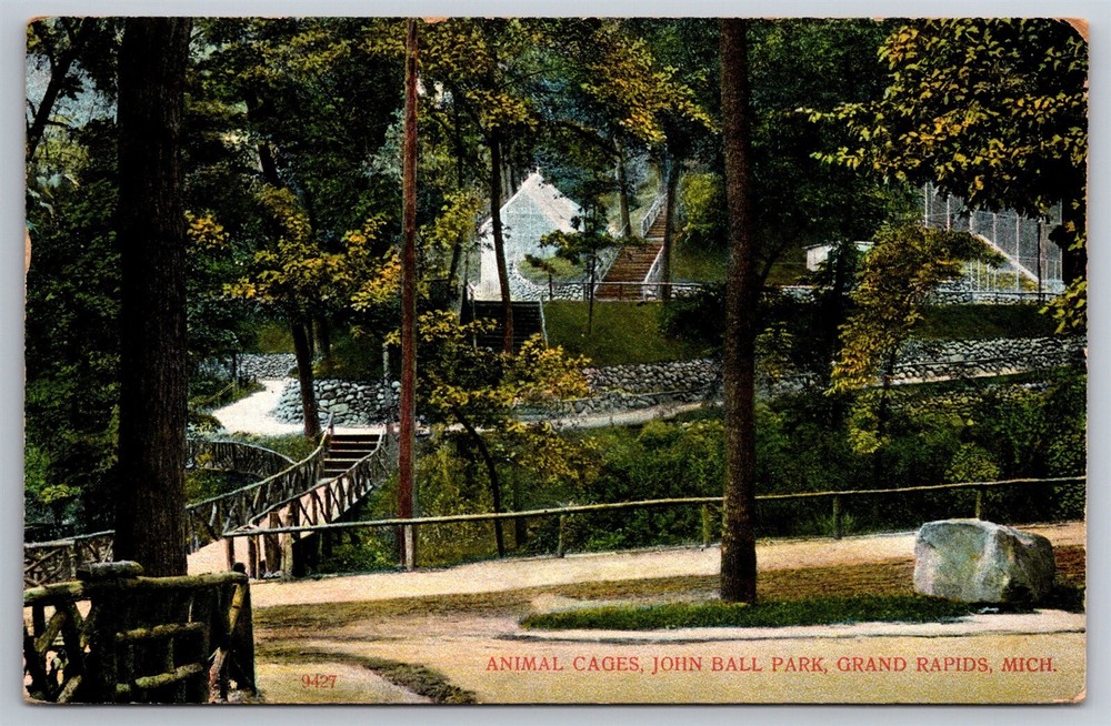 Animal Cages John Ball Park Zoo Grand Rapids MI C1908 Postcard N24