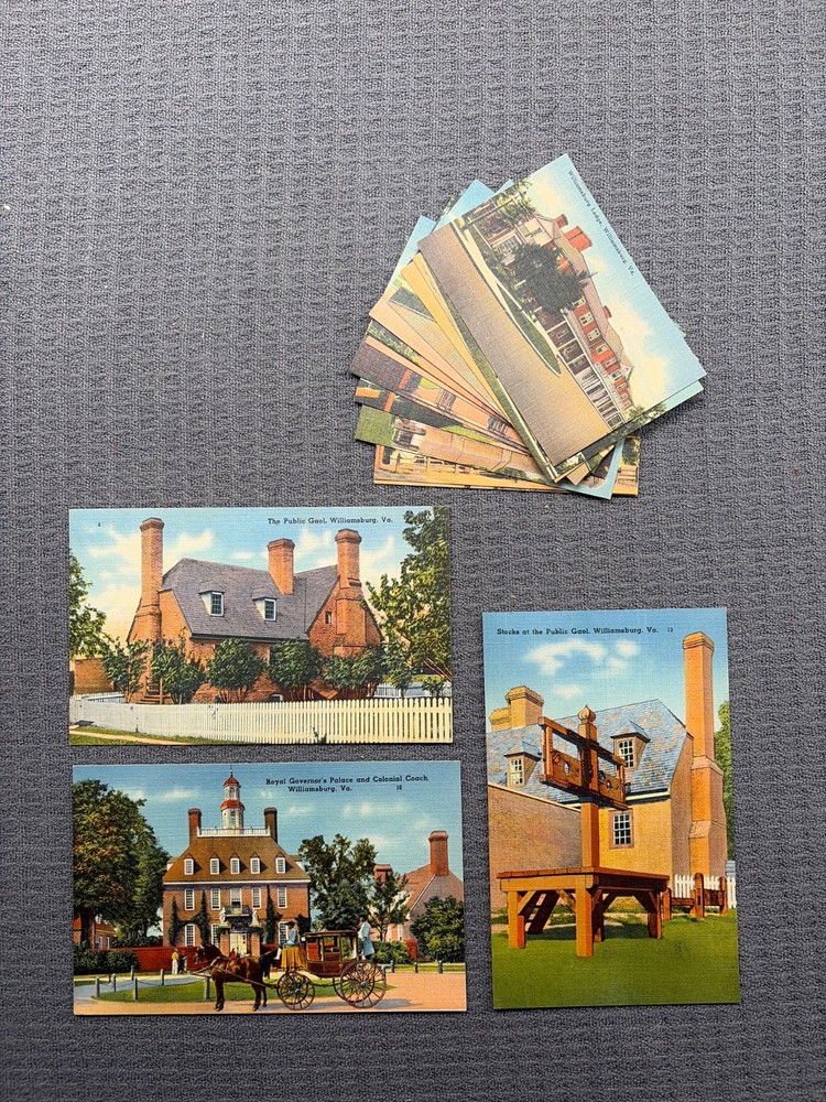 3 Vintage Williamsburg VA Postcards & 14 Souvenir Cards UNPOSTED