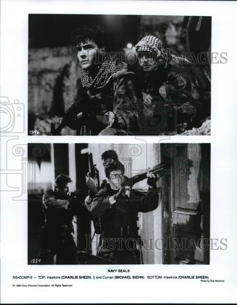 1990 Press Photo Actors Charlie Sheen, Michael Biehn in 