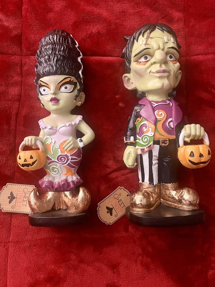 Retro Frankenstein & Bride Halloween Figurine Set 2024 New