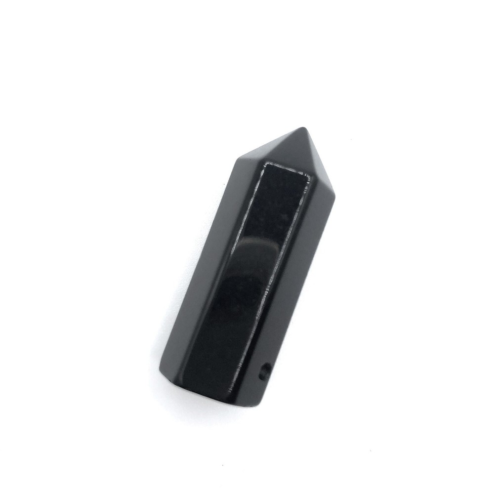 Black Onyx Crystal Point Pendant 1.25 Inch