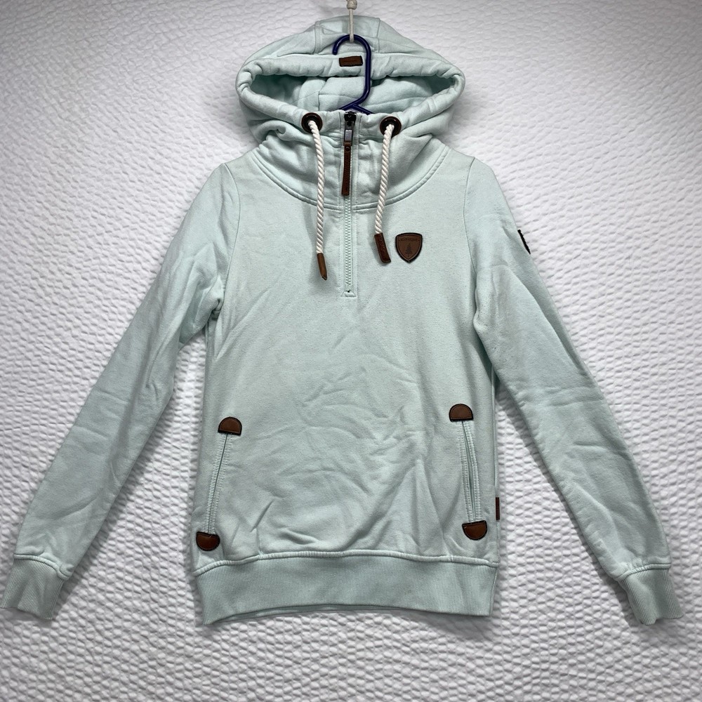 Wanakome Women's M Hoodie 1/4 Zip Pullover Sweatshirt Soft Green Made In Turkey