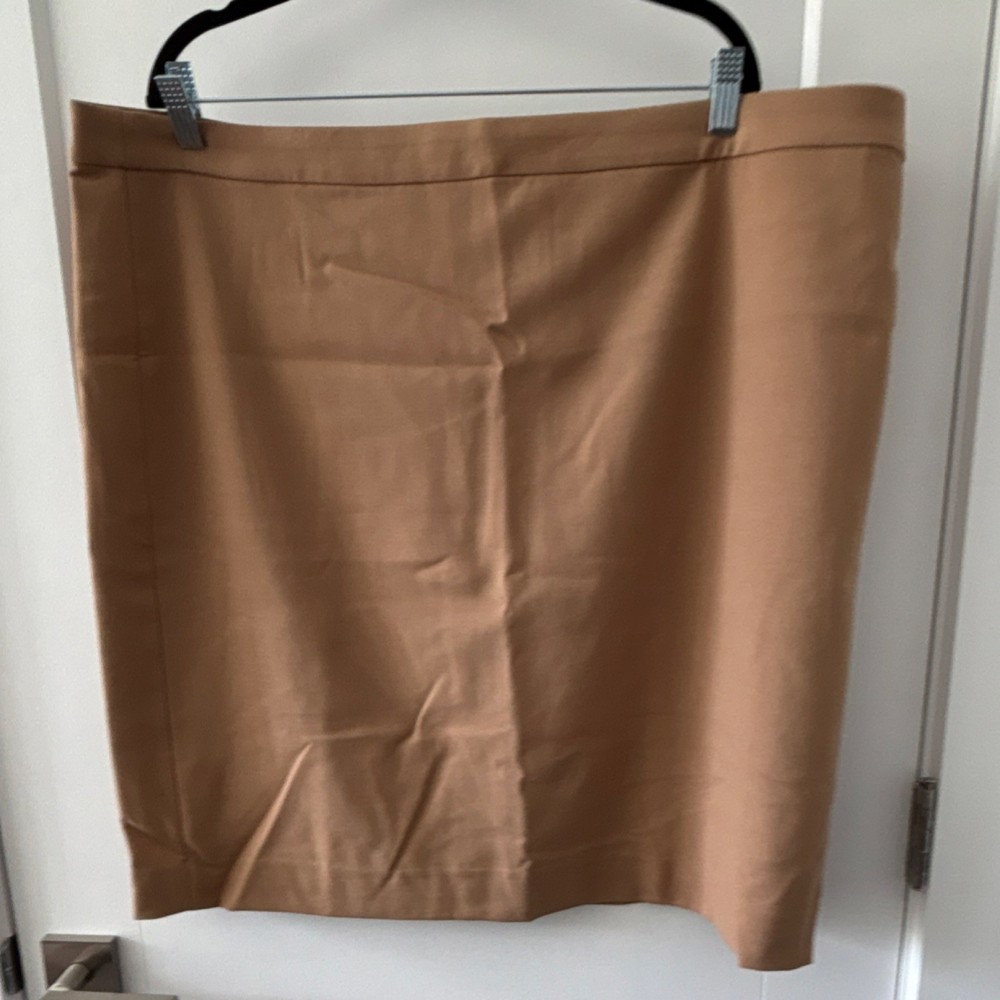 J.Crew Beige Straight Pencil Skirt Knee Length Wool Twill Zip Size 22 Women