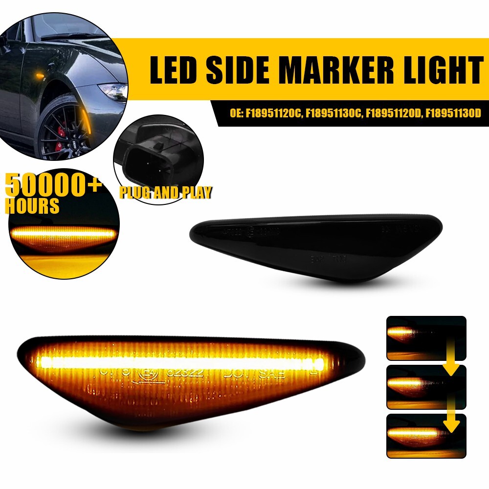 2009-2011 Mazda RX-8 Amber Smoked Side Marker Lights Pair