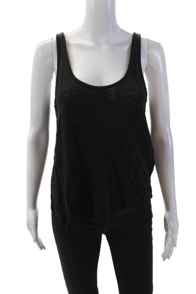 PJK Patterson J Kincaid Womens Linen Scoop Nekc Pullover Tank Top Black Size MFree Shipping in US $100+ Orders | $6.95 Orders Below