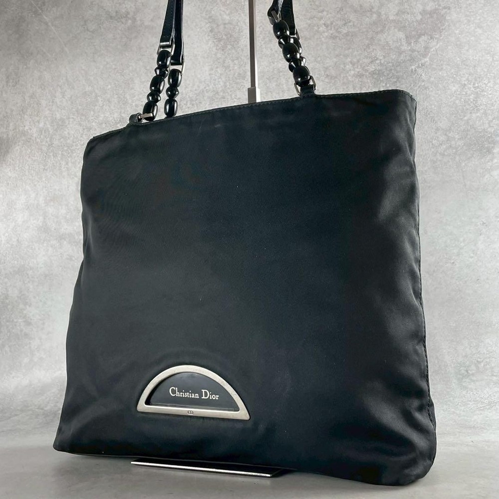 Dior Maris Black Leather Pearl Accent Tote Luxury Handbag New