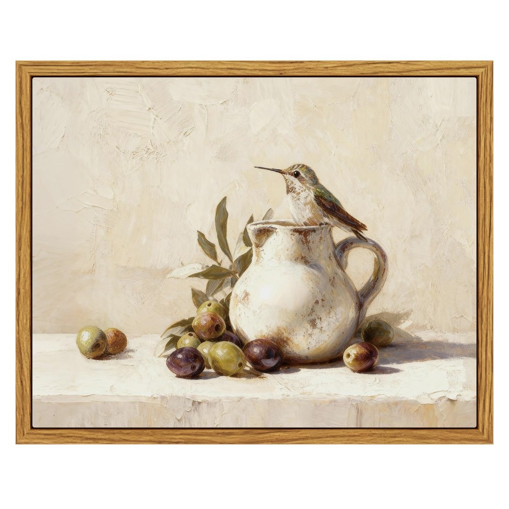 Vintage Framed Wall Art Olives and bird Canvas Prints, Vintage Home Decor, Pr...