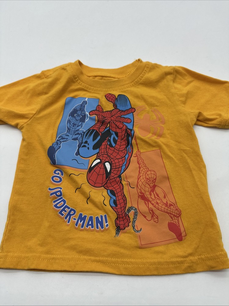 Marvel T-Shirt Youth Boy 12M Graphic Print Spiderman Yellow ..#32713