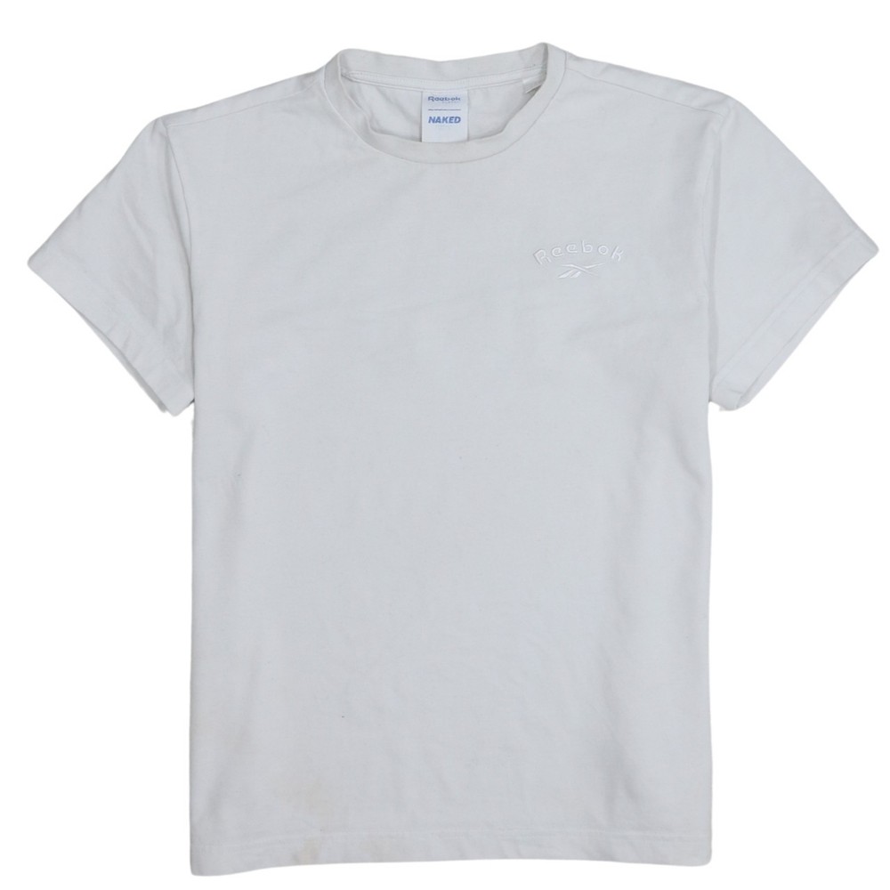 Reebok Mens T Shirt White Embroidered Front Logo Large Back Graphic Sports S
