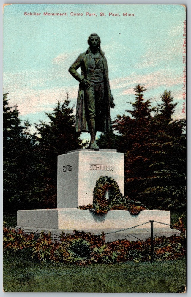 Schiller Monument Como Park St Paul Minnesota VINTAGE Postcard 3153