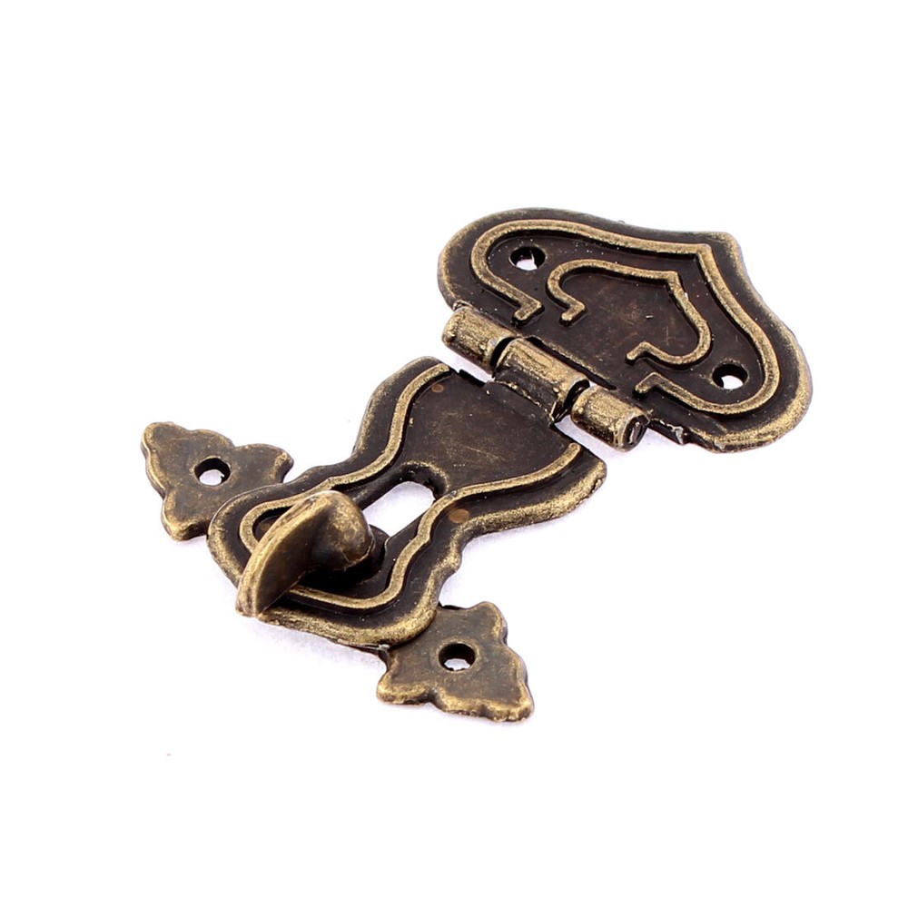 Drawer Cabinet Jewelry Case Box Retro Style Hasp Lock Latch Set Bronze Tone
