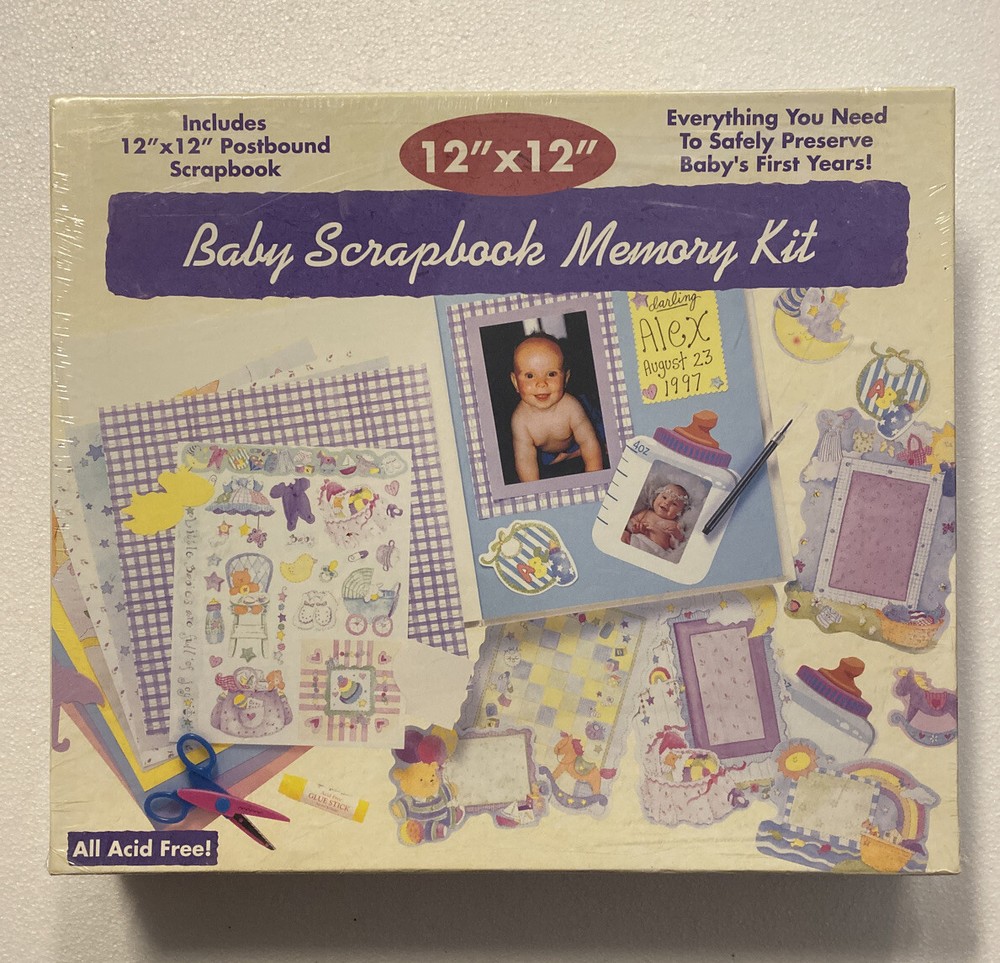 Baby Scrapbook Memory Kit by Remember When Acid Free 12” x 12” Postbound Book-image