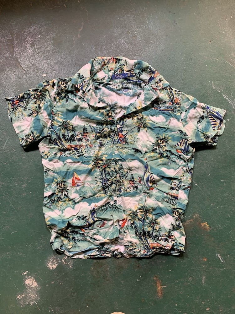 Polo Ralph Lauren Hawaiian Tropical Print Short Sleeve Cotton Button-Up Shirt L