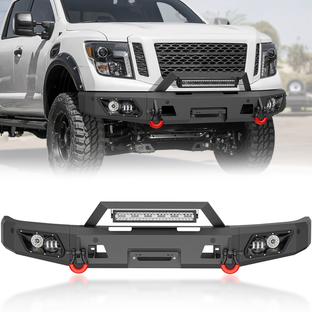 Full Width Front Bumper W/ Winch Plate For 2016-2024 Nissan Titan(Excluding XD)