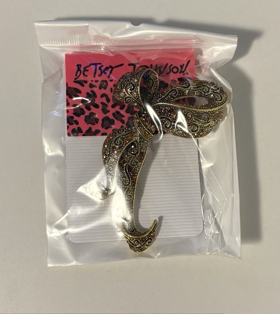 Betsey Johnson Rhinestone Bow Pin