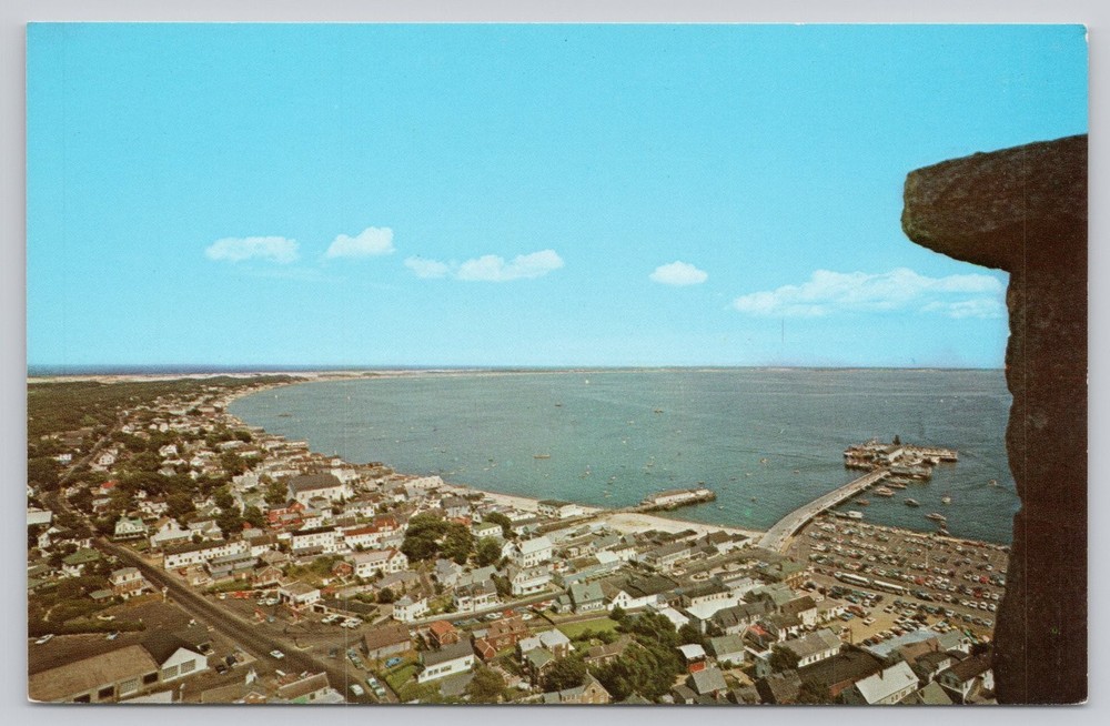 Provincetown Cape Cod MA Aerial View Museum Tower Color Photo Postcard