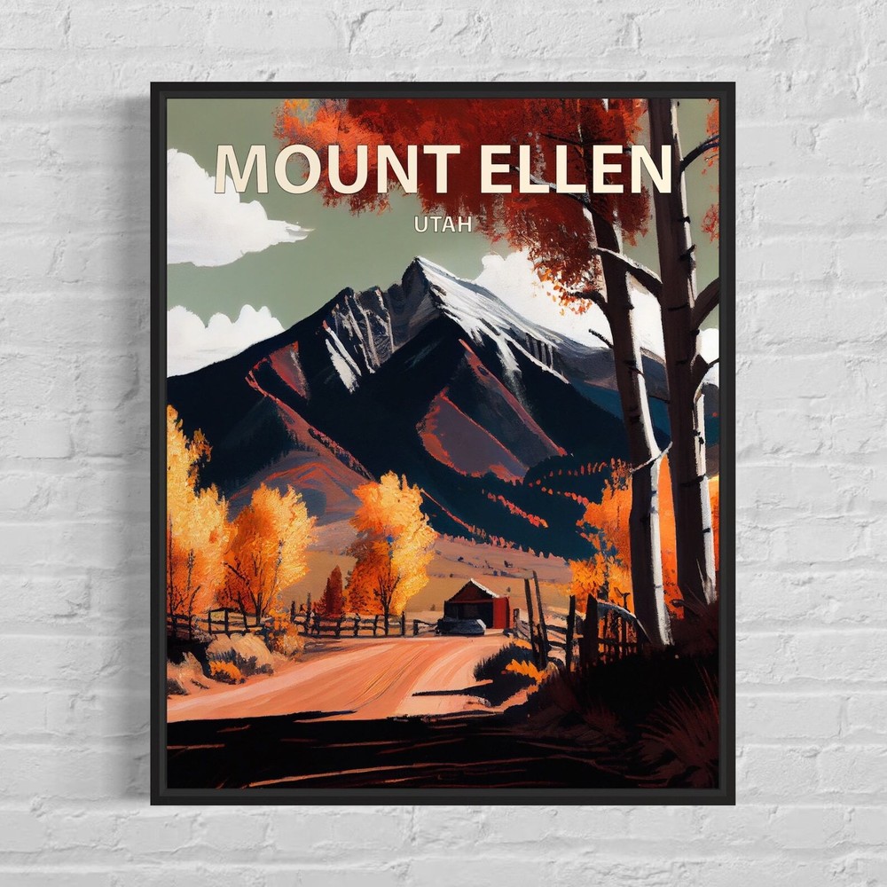 Mount Ellen Utah Art Print Mount Ellen Wall Art Painting Mount Ellen Vintage