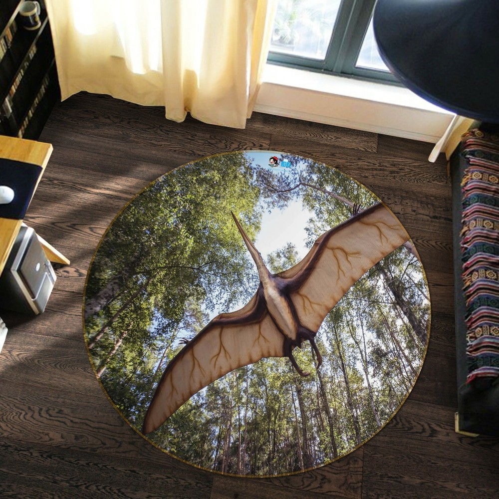 3D Pterodactyl Forest Animal Print Non-Slip Rug Mat Elegant Photo Carpet