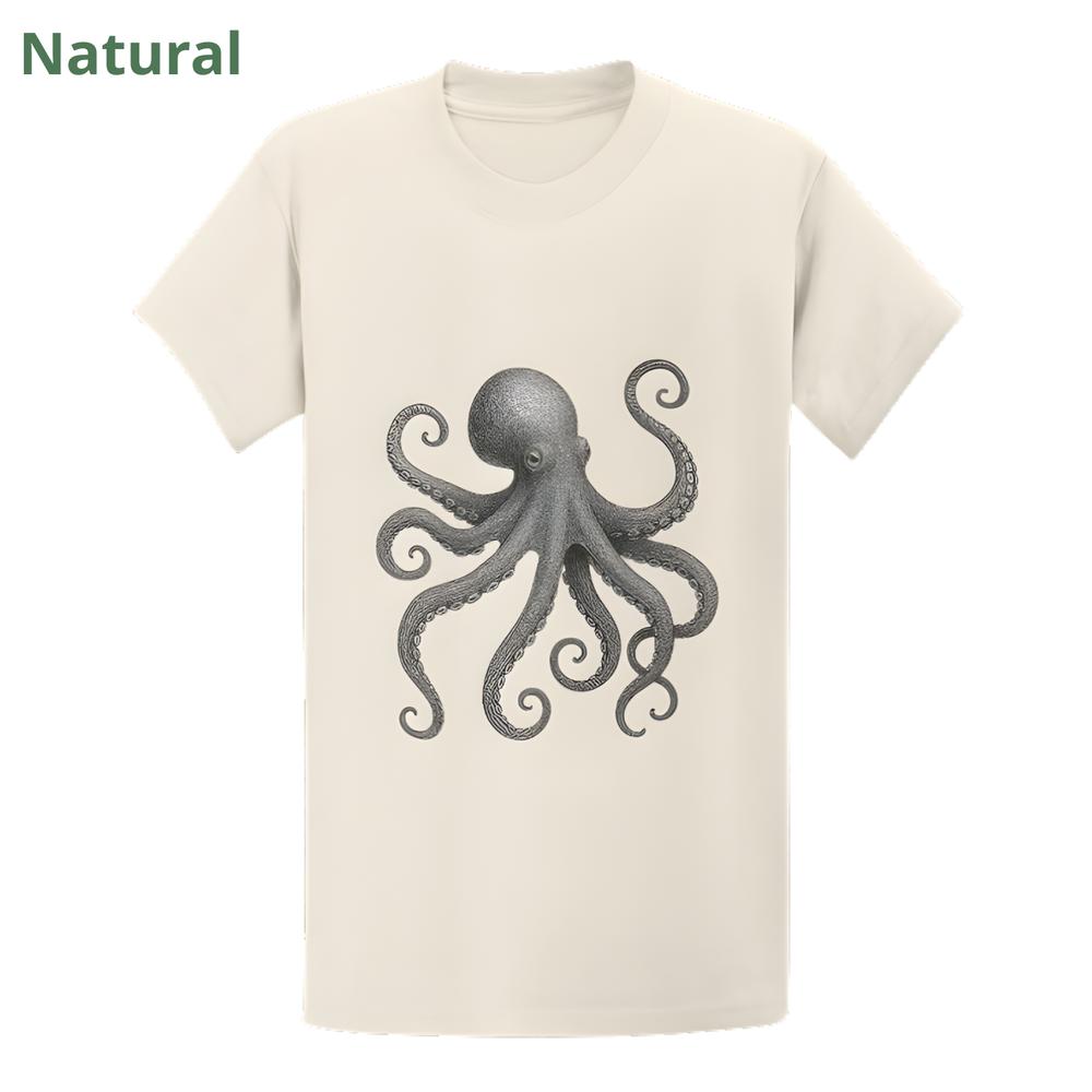 Octopus Ink Drawing Kraken T-Shirt - Vintage Style Sea Monster Nautical Gift Tee