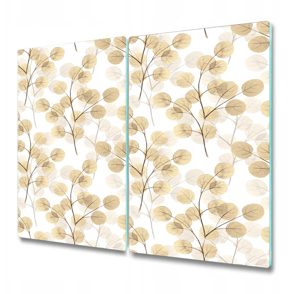 Glass Worktop Kitchen Chopping Board Branches with Round Leaves Delicate 2x30x52