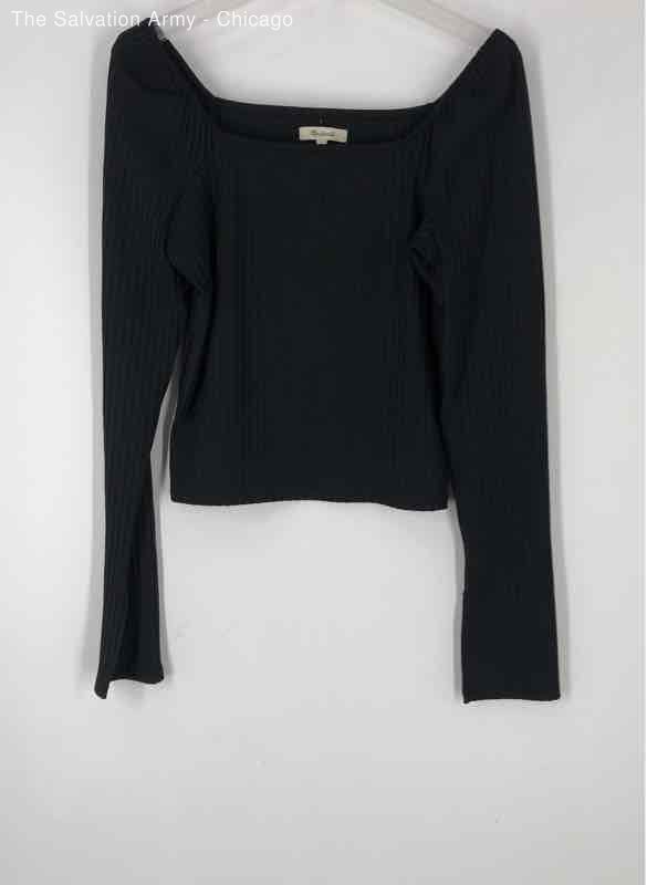 Madewell Womens Black Square Neck Long Sleeve Blouse Top Size Large