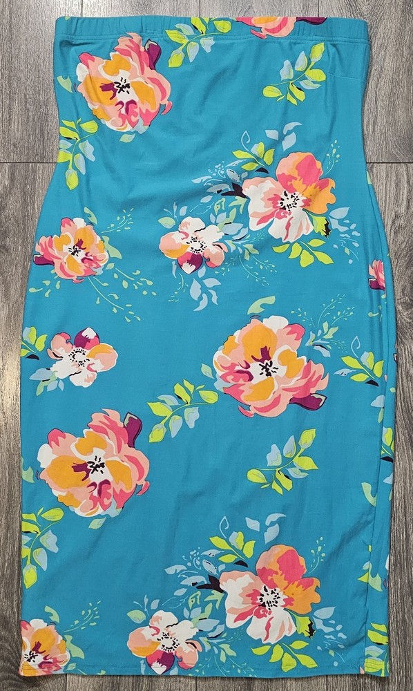 Love University Strapless Midi Floral Dress Multicolor Women's 2XL Beach Summer