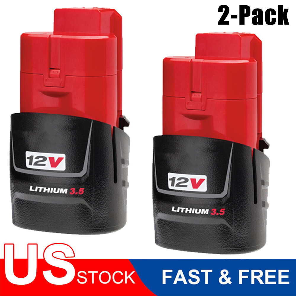 2 Pack 12V 3.5Ah Replacement Battery for Milwaukee M12 48-11-2420 US