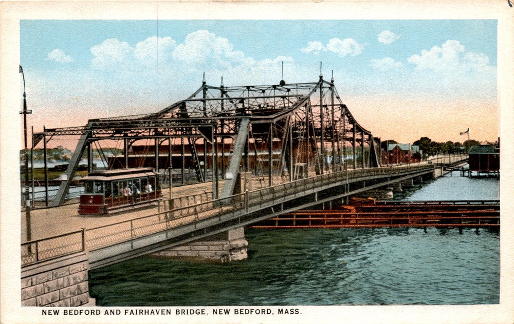 NEW BEDFORD, FAIRHAVEN BRIDGE, MASS, STAMP, DOMESTIC Postcard