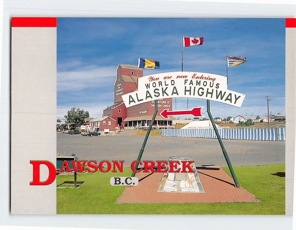 Postcard Alaska Highway Cairn Dawson Creek Canada