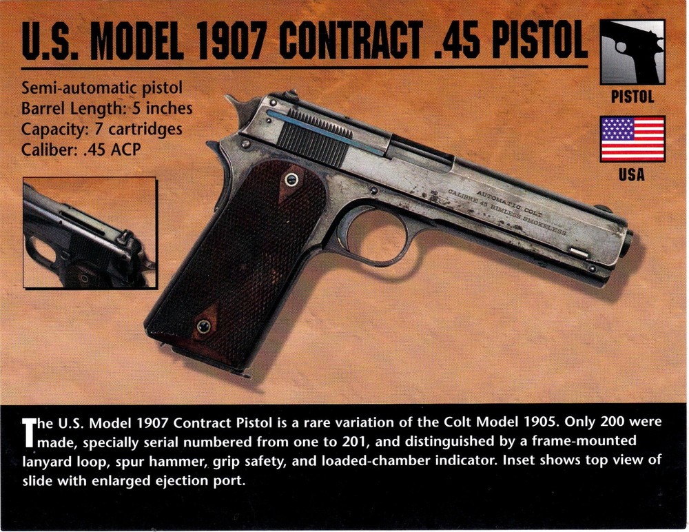 U.S. Model 1907 Contract .45 Pistol Classic Firearms Photo Card u