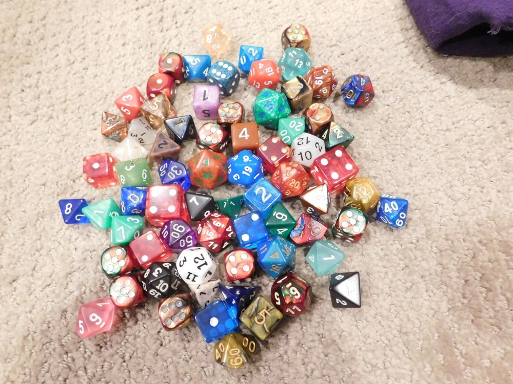 Lot Of 70 Polyhedral Dice For DND/RPGs Dungeon and Dragons 4 6 8 10 12 20 sided