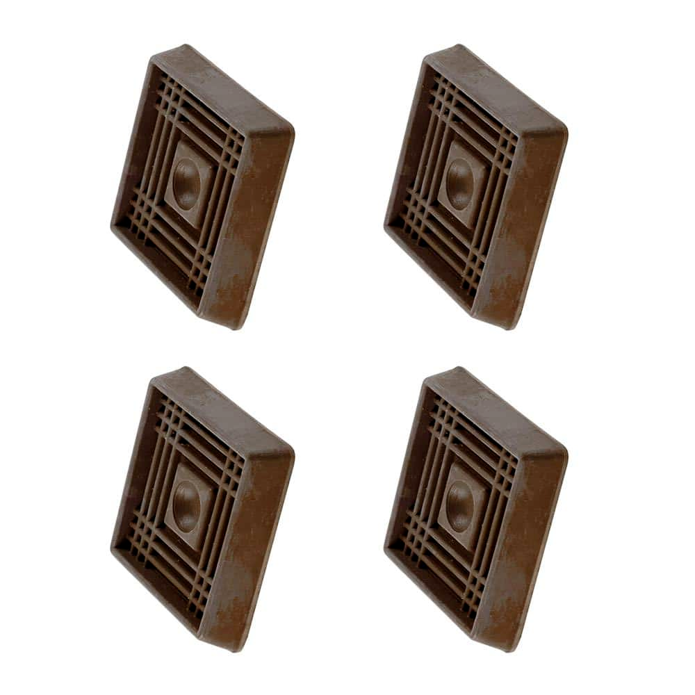 4-Pack 2'' Brown Square Smooth Rubber Floor Protector Furniture Cups Carpet Hard