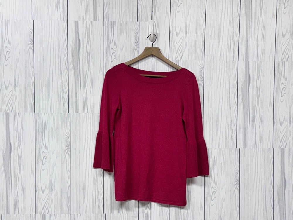 Cable & Gauge top womens size small long sleeve blouse basic solid red stretch