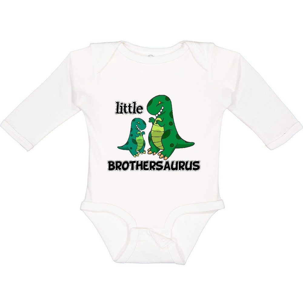 Inktastic Little Brothersaurus Long Sleeve Creeper Brother Dinosaur Cute Sibling