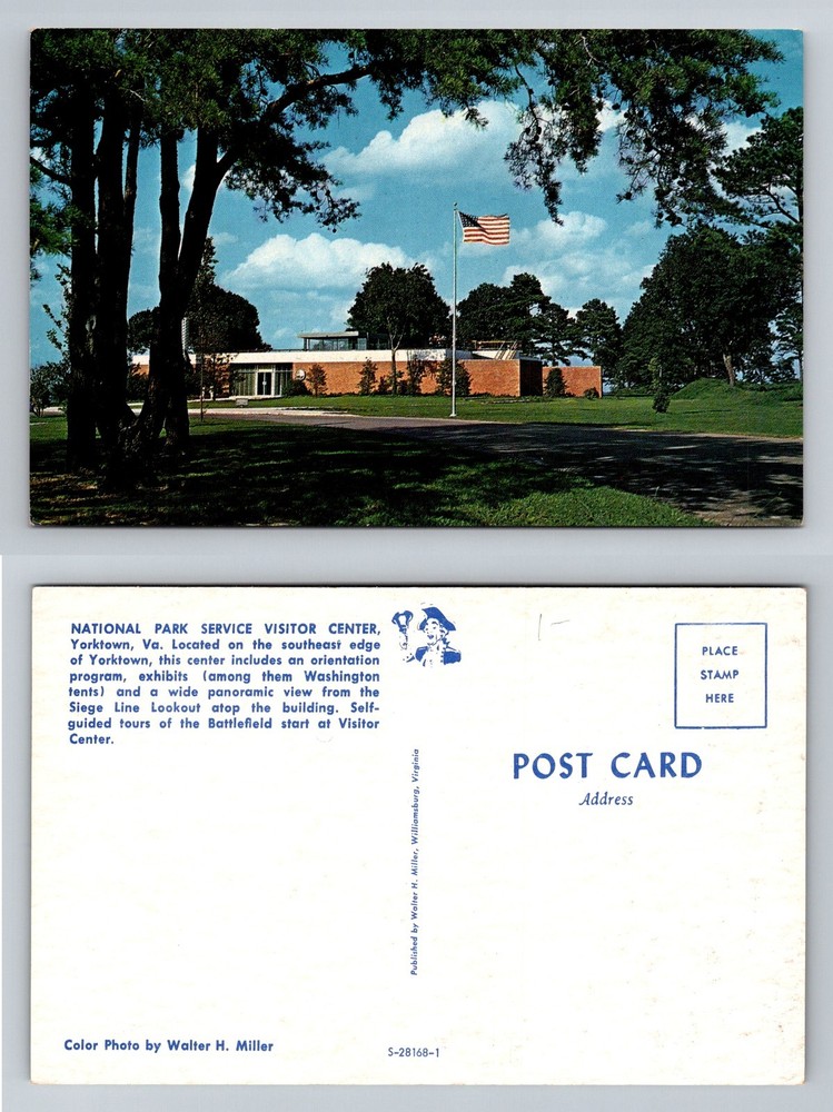 Yorktown, VA-Virginia National Park Service Visitor Center Flag Vintage Postcard