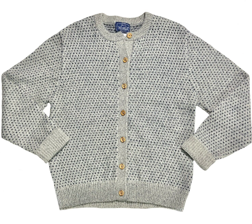 Vintage Gray Woolrich Birds Eye Cardigan Button Front Sweater Size LG