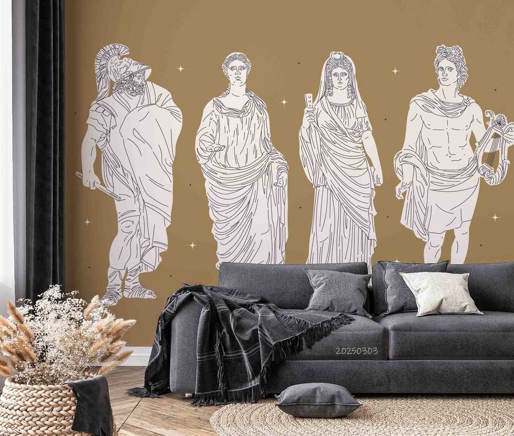 3D Hand Drawn Greece Statue Wall Murals Wallpaper Murals Wall Sticker 11