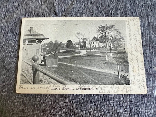 1908 RPPC Postcard Undivided Depot Square Lyndhurst NJ Railroad Train Station