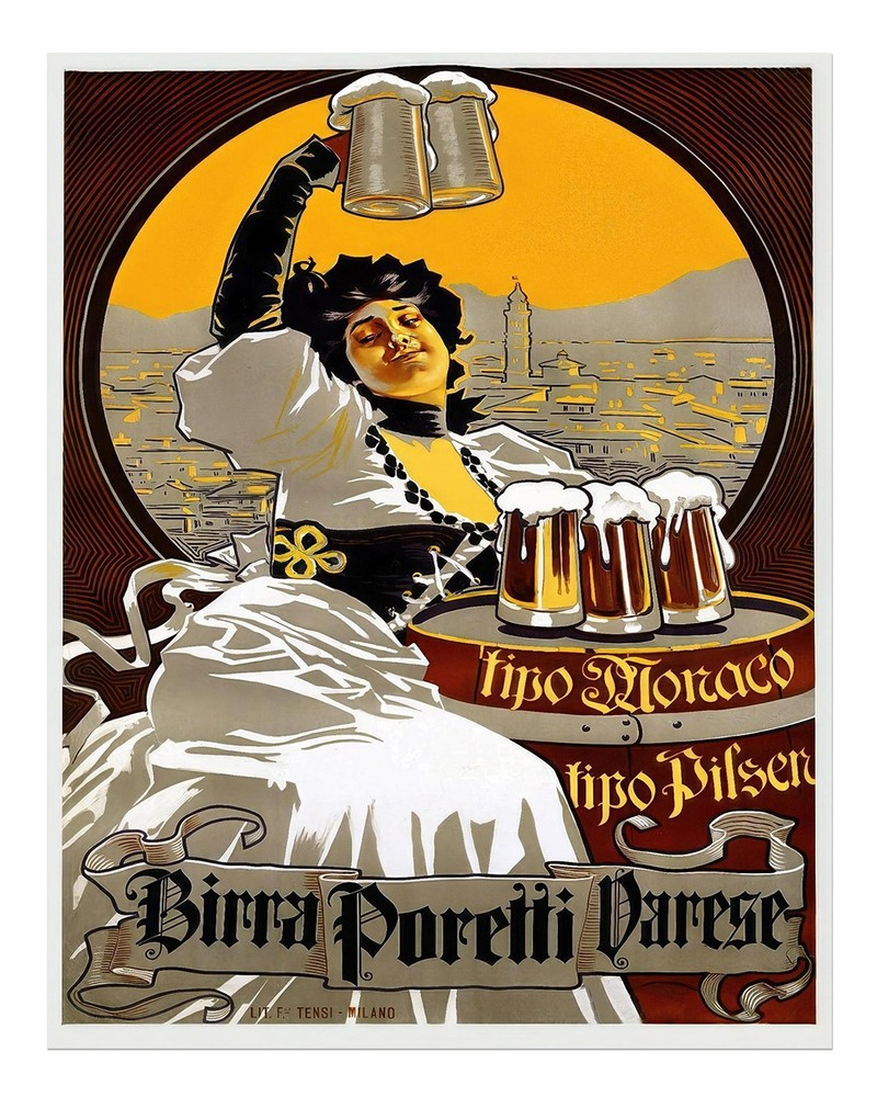 Vintage Beer Poster Wall Art � Classic Art Nouveau Style Home Decor