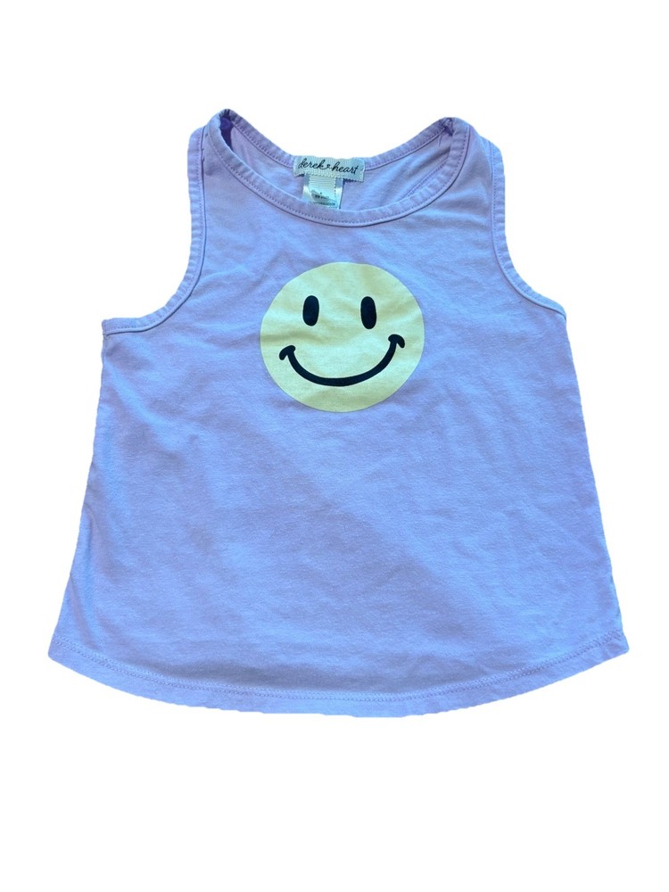 Derek Heart Girl’s Smiley Face Purple Tank Top Racer Back  Size 6
