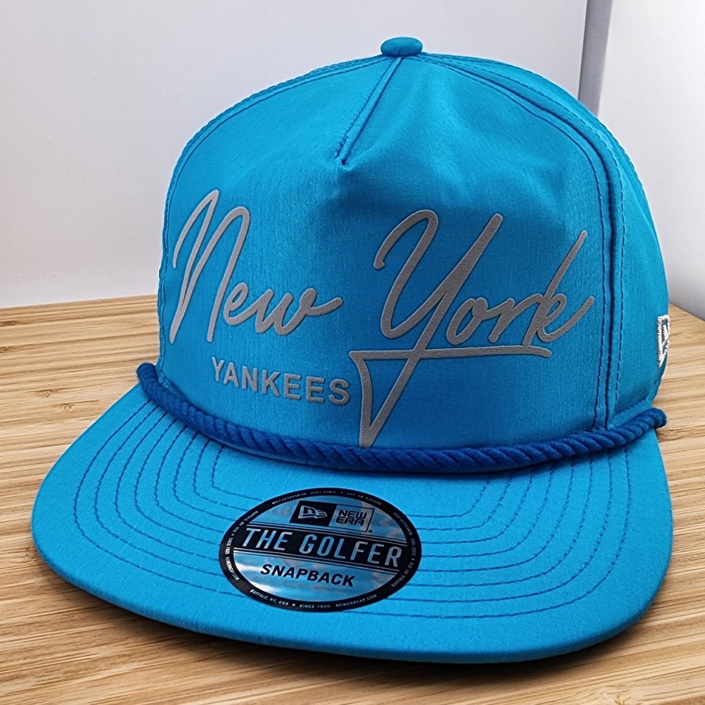 New York Yankees Golfer Hat, Metallic Nylon Cap w/Rope, New Era, Snapback - RARE