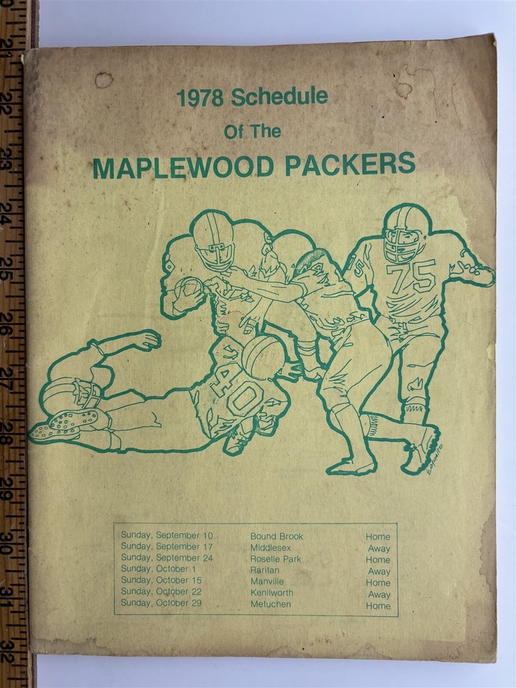 1978 Maplewood Packers Football Team Schedule NJ Peewee Mini High School Vintage