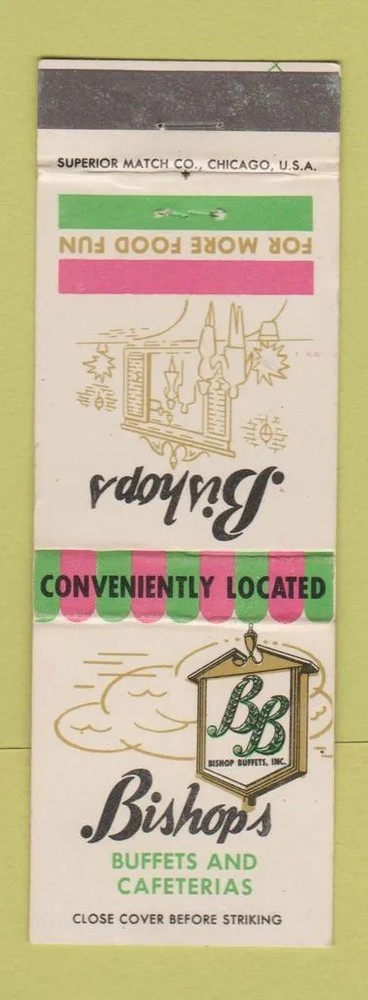 Matchbook Cover - Bishops Cafeterias Cedar Rapids Des Moines Davenport IA